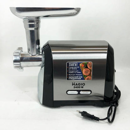Мясорубка Magio MG-269, 2400 W, мясорубка электрическая металл, мясорубка с металлическим редуктором