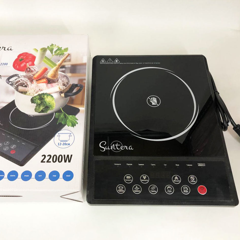 Плитка индукционная Suntera ICD-2200, 2200 Вт, инфракрасная мини плита, индукционная плита мини