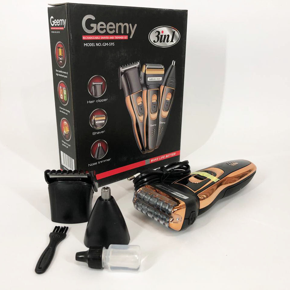 Электробритва сеточная и триммер для бороды GEMEI/Geemy GM-595 с аккумулятором. Цвет: золотой