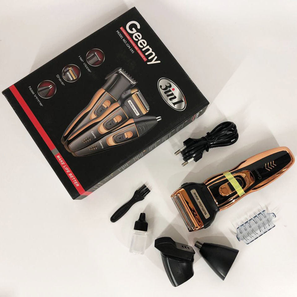 Электробритва сеточная и триммер для бороды GEMEI/Geemy GM-595 с аккумулятором. Цвет: золотой