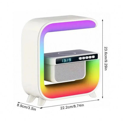 Ночник аккумуляторный RGB G3 с беспроводной зарядкой 15W и Bluetooth колонкой 3W Настольная смарт лампа