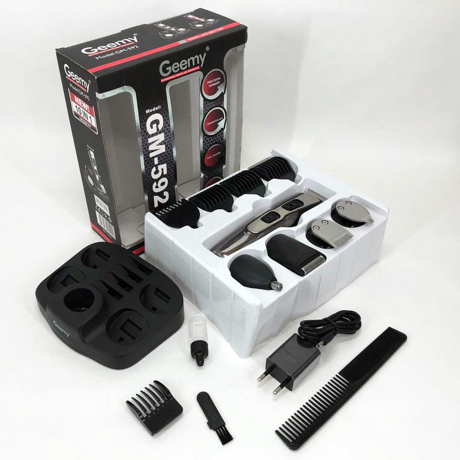 Машинка для стрижки 10в1 GEMEI GM-592, тример для бороды, триммер беспроводной. Цвет: черный