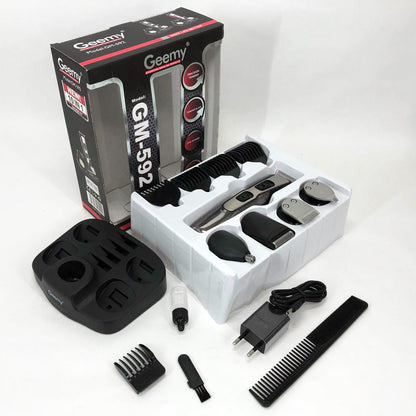 Машинка для стрижки 10в1 GEMEI GM-592, тример для бороды, триммер беспроводной. Цвет: черный