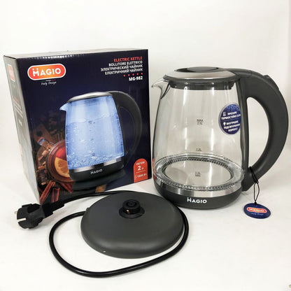 Электрочайник 2 л Magio MG-982 2200 Вт, электрочайники с подсветкой, Чайник дисковый, хороший электрический