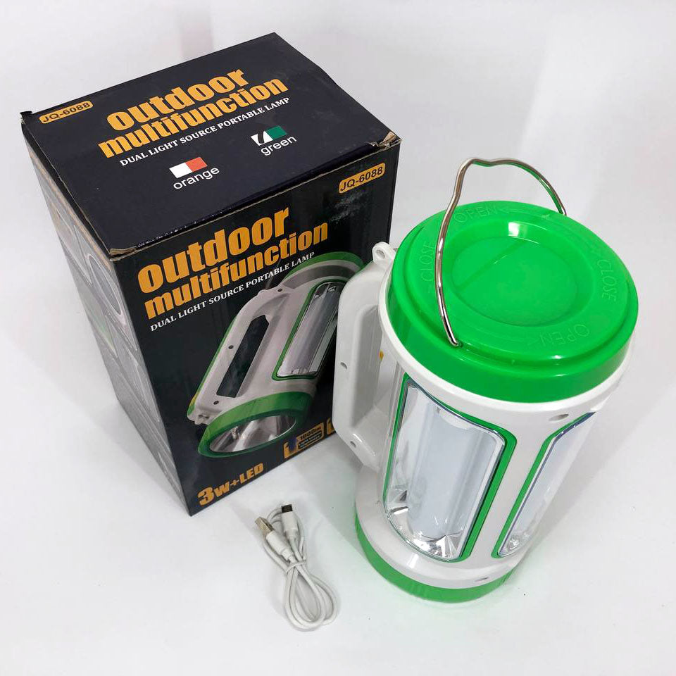 Фонарь переносной кемпинг 6088-LED+COB с функцией PowerBank, кемпинговый светильник. Цвет: зеленый