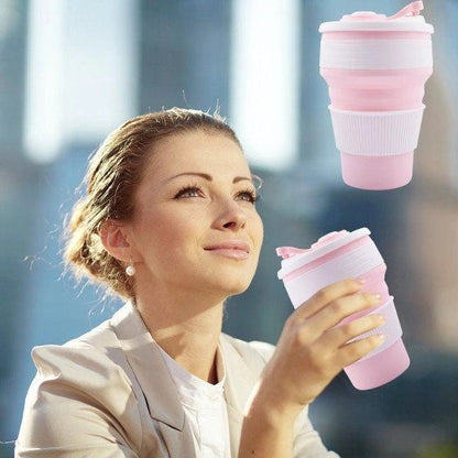 Кружка туристическая (складная/силиконовая), кружка походная силиконовая складная. Цвет: розовый