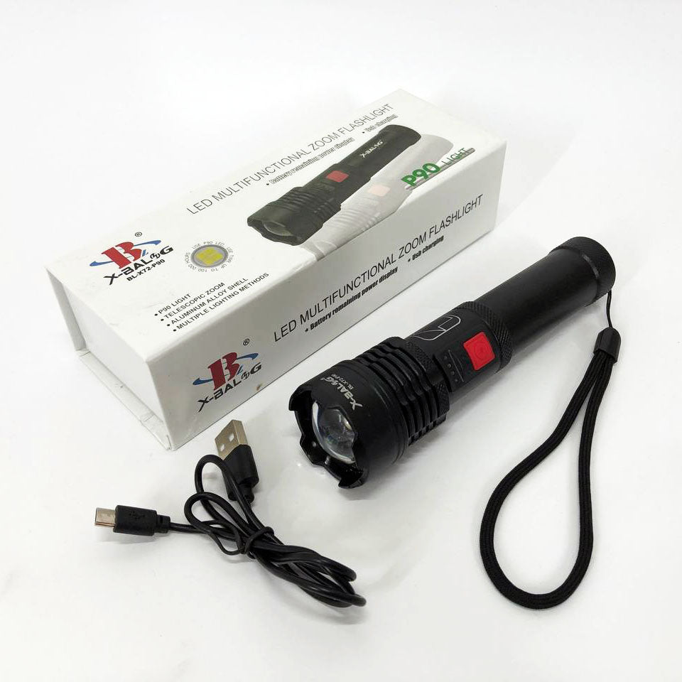 Фонарик светодиодный с аккумулятором X-Balog BL-X72-P90, фонарь ручной мощный, тактичный фонарь