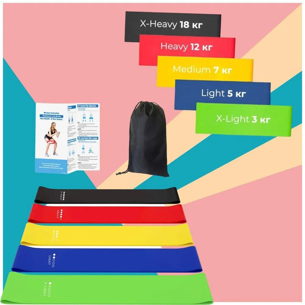 Резинки для фитнеса Fit Simplify GO DO 5 шт, спортивная резинка для тренировок, резина для тренировок