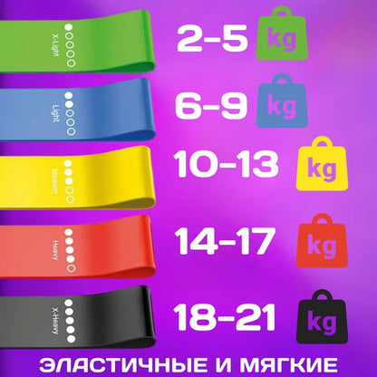 Фитнес резинки 5 в 1, Эспандер лента для гимнастики, Эспандер резиновый спортивный Лента для фитнеса