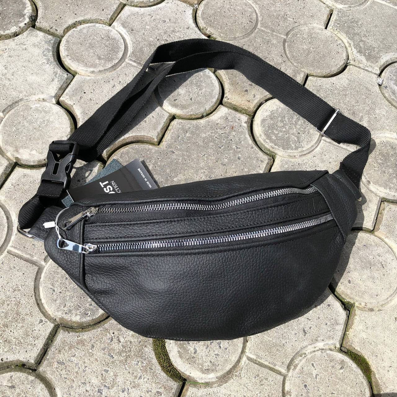 Качественная бананка из натуральной кожи, сумка мужская - женская кожаная барсетка.