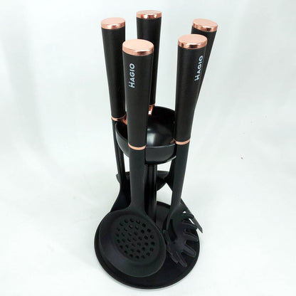 Набор кухонных принадлежностей MAGIO MG-1140, набор поварешек на подставке кухонный набор лопаток