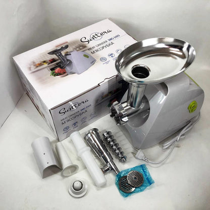 Мясорубка Suntera SMG-5425W, мясорубка-соковыжималка, электрическая мясорубка с насадками для дома