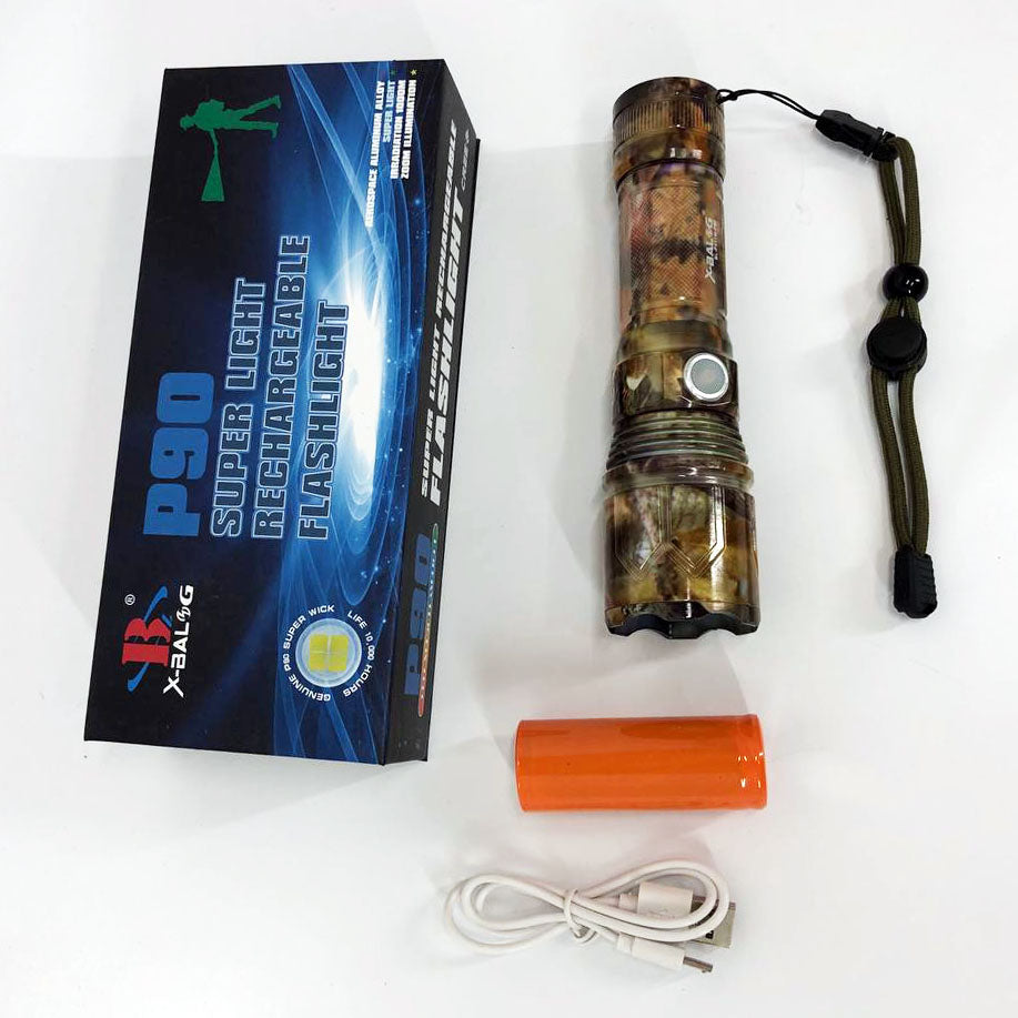 Фонарик ручной тактический Bailong BL-P511M-P90 камуфляж, супер яркий фонарик, мощный карманный фонарик