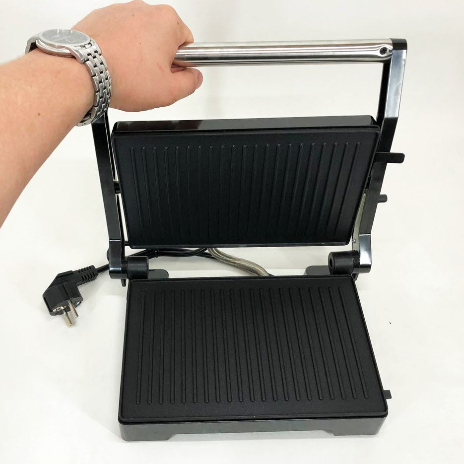 Гриль электрический Domotec MS-7708 контактный прижимной с антипригарным гранитным покрытием 1000 W