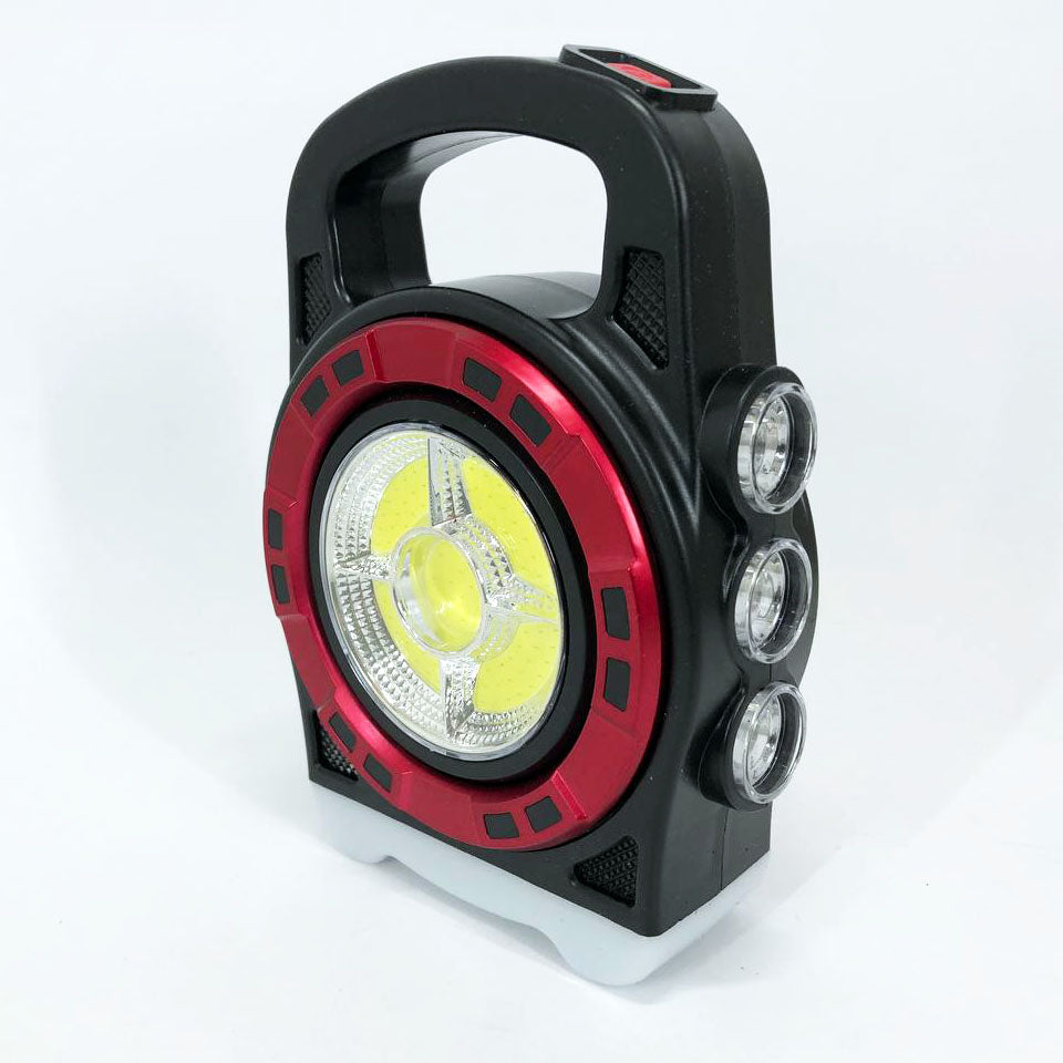 Переносной фонарь прожектор 6678С-3LED+5COB с солнечной панелью и функцией Power Bank, ручной прожектор