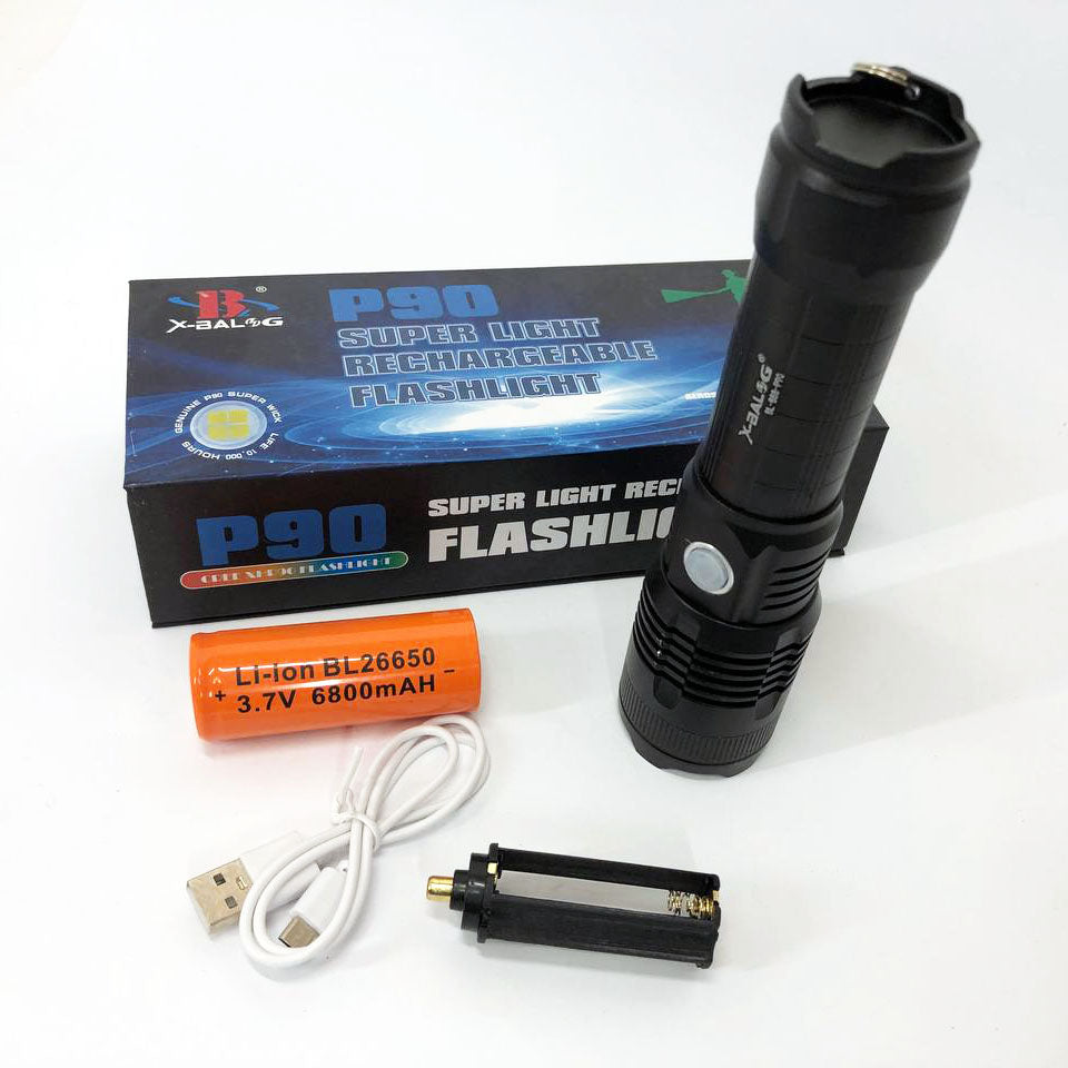 Фонарь аккумуляторный X-Balog BL-B88-P90, яркий фонарик, качественный фонарик, мощный ручной фонарик