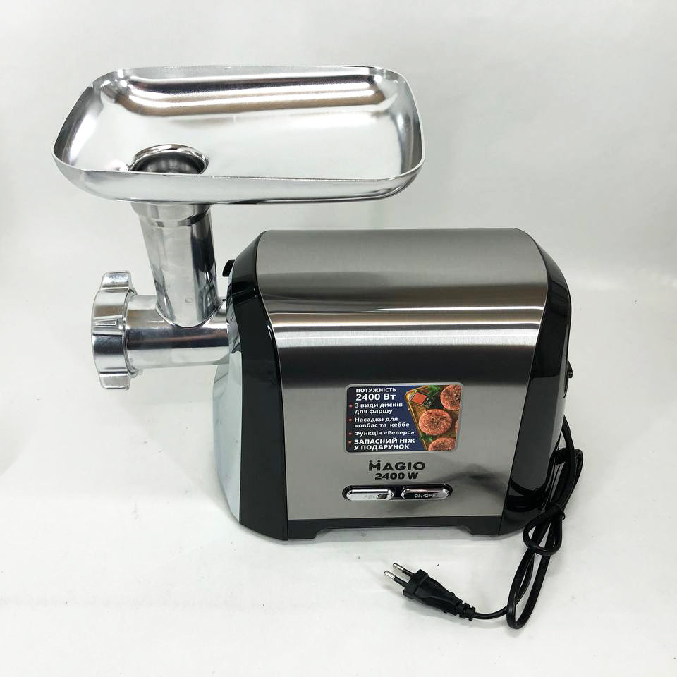 Мясорубка Magio MG-269, 2400 W, мясорубка электрическая металл, мясорубка с металлическим редуктором