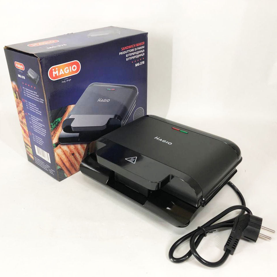 Бутербродница MAGIO MG-378 750 Вт c антипригарным покрытием, Настольный гриль электрический-прижимной