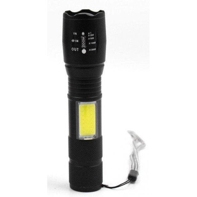 Фонарик аккумуляторный ручной Bailong BL-29 диод T6 + COB зарядка от USB, фонарик led, водонепроницаемый