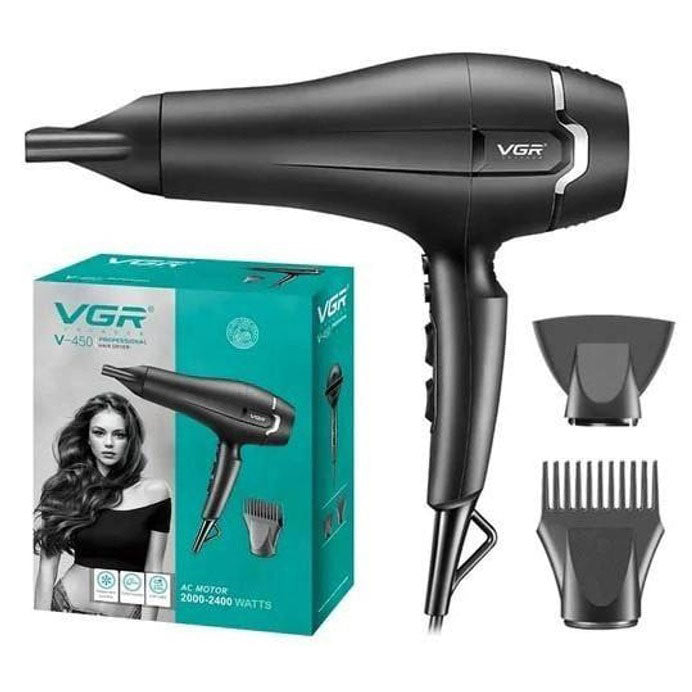 Професійний фен VGR V-450 для сушіння укладання волосся 2400 Вт режим Turbo, Повітряний стайлер для волосся