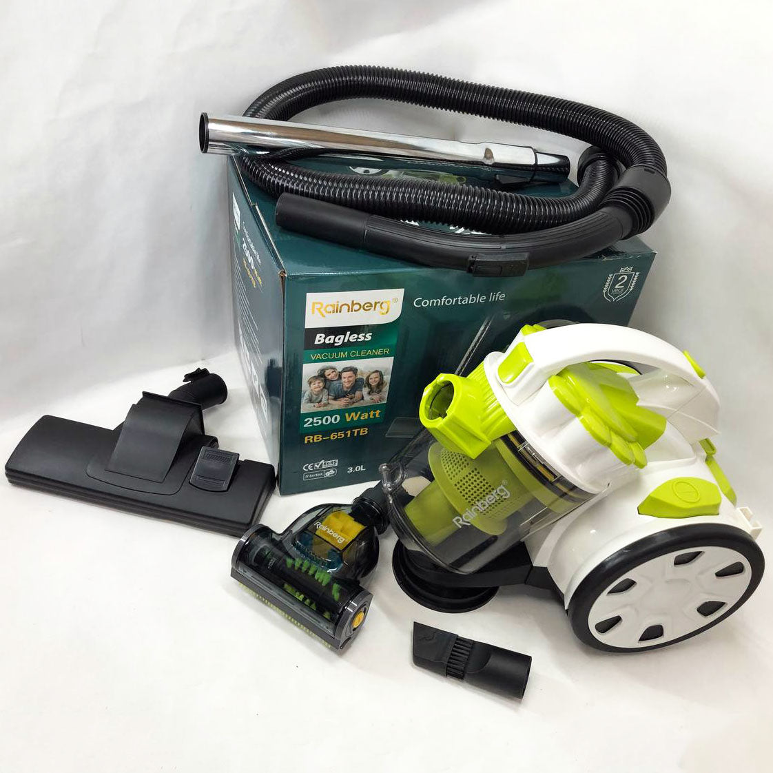 Пылесос без мешка Rainberg RB-651 TB контейнерный 2500 Вт, шнур 3,2 метров с колбой объёмом 3 л