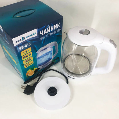 Электрочайник SeaBreeze SB-015 1.8 л, чайники с подсветкой, электронный чайник тихий электрический чайник