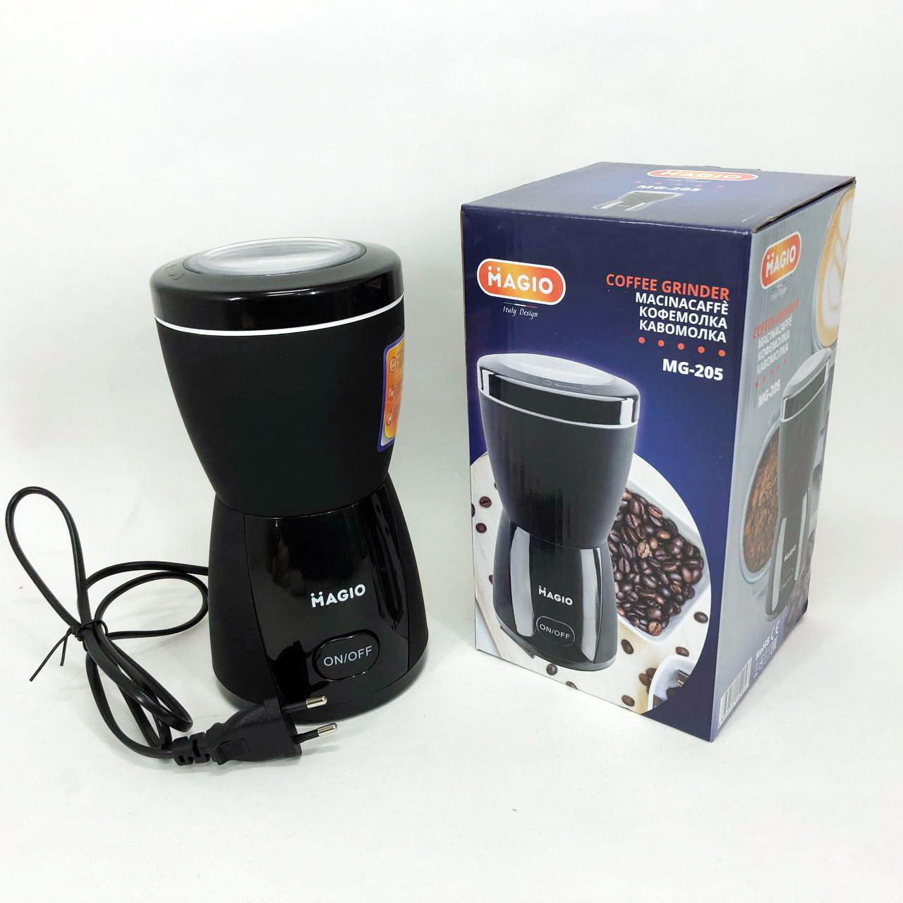 Кофемолка MAGIO MG-205 200 Вт, Кофемолка бытовая электрическая, Портативная кофемолка, Измельчитель кофе