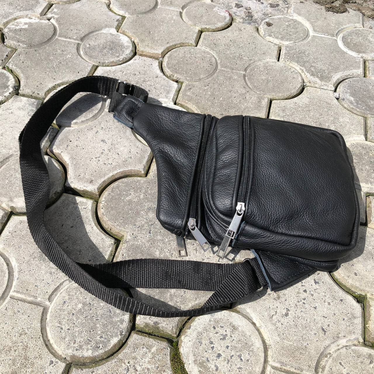 Мужская сумка из натуральной кожи, тактическая сумка - мессенджер черная, тактическая сумка на грудь