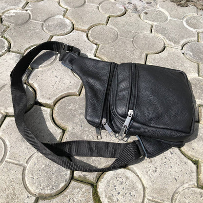 Мужская сумка из натуральной кожи, тактическая сумка - мессенджер черная, тактическая сумка на грудь