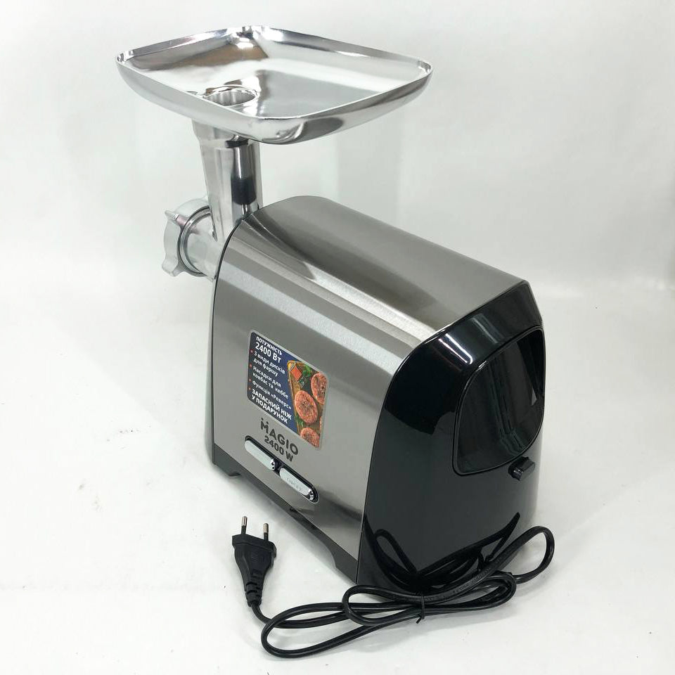 Мясорубка Magio MG-269, 2400 W, мясорубка электрическая металл, мясорубка с металлическим редуктором