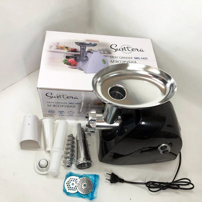 Мясорубка Suntera SMG-5425B, электрическая мясорубка с насадками, электромясорубка для шинковки