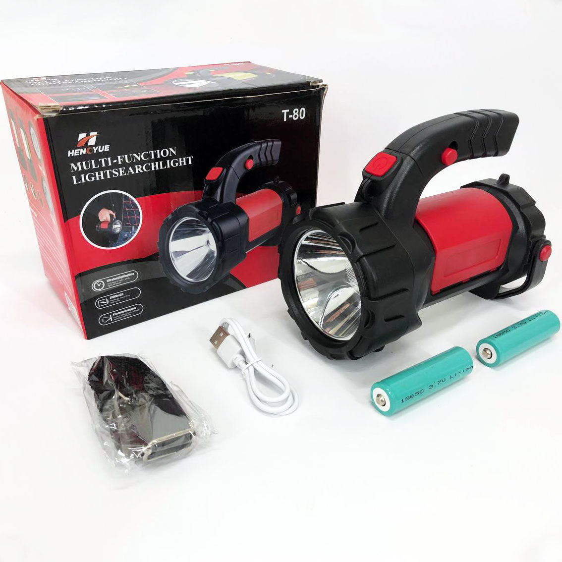 Ручний акумуляторний ліхтар T80C-5W+COB (white/red) із функцією Power Bank. Колір: червоний