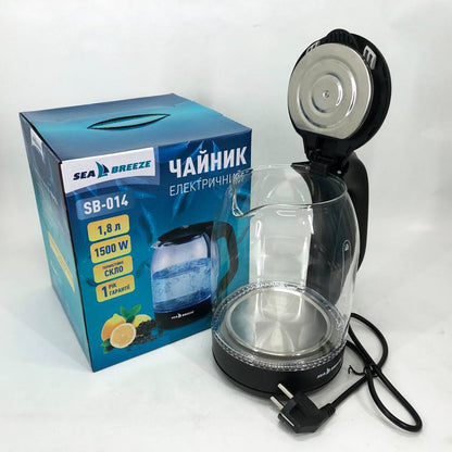 Чайник электрический SeaBreeze SB-014 1.8 л 1800 Вт, чайник прозрачный с подсветкой, электрочайник