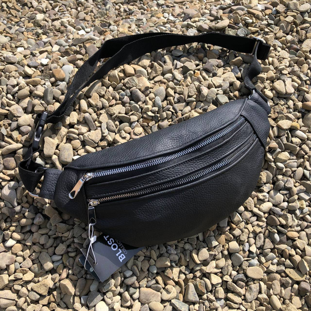 Качественная бананка из натуральной кожи, сумка мужская - женская кожаная барсетка.