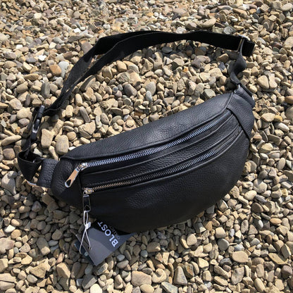 Качественная бананка из натуральной кожи, сумка мужская - женская кожаная барсетка.