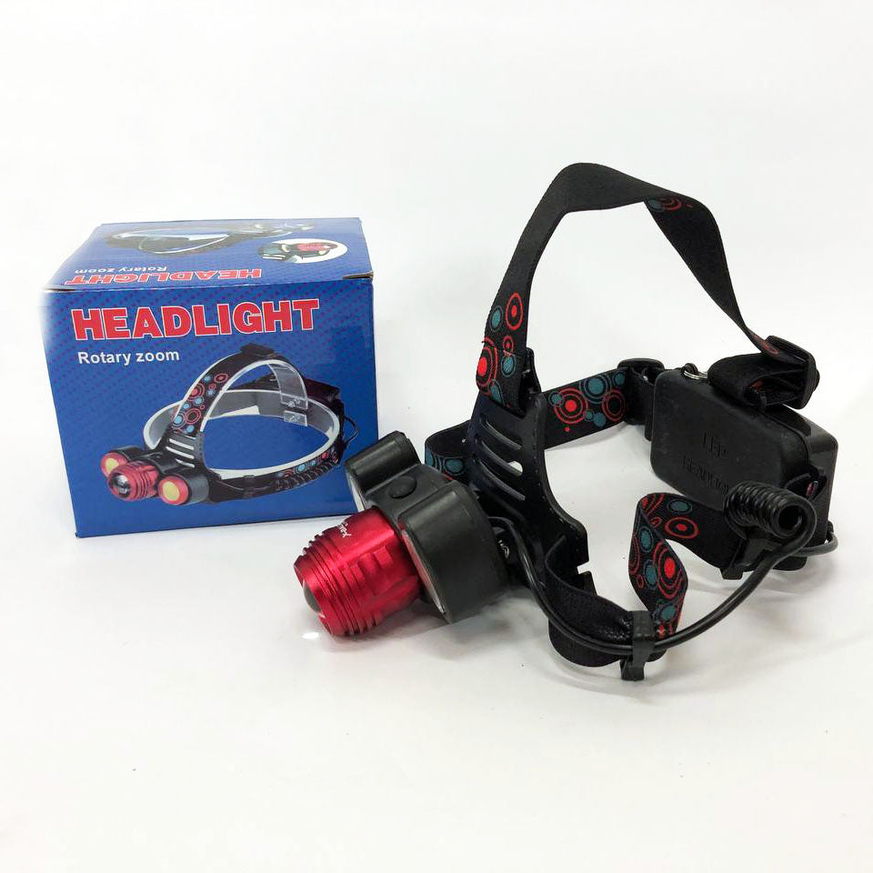 Универсальный налобный фонарь 2117-T6+2COB 2х18650 3 светодиода 4 режима работы свечение 1500 люмен