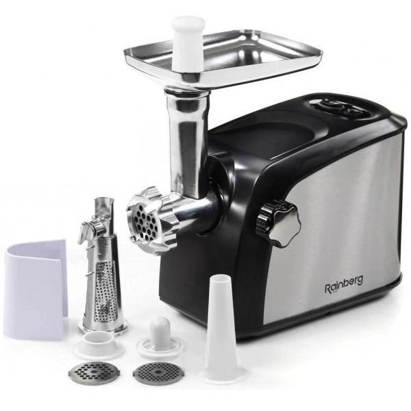 Электрическая мясорубка Rainberg RB-673 с соковыжималкой и шинковкой 9 насадок 3000W с реверсом
