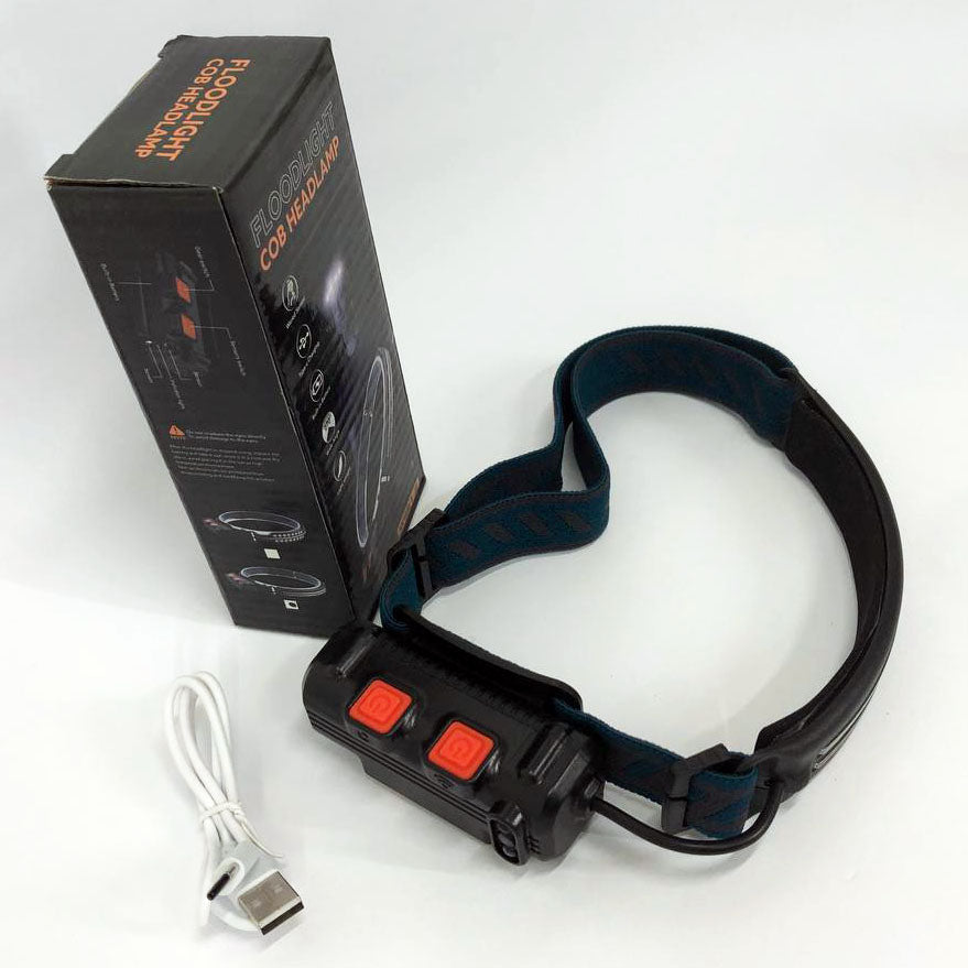 Фонарь налобный аккумуляторный BL-W691-2COB (white/red/RGB) с датчиком движения, мощный налобный фонарь