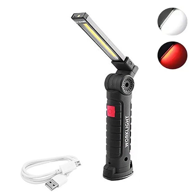 Светодиодный фонарь кемпинг W52 SMD + COB, красный + белый, магнит, крючок, кемпинговый складной фонарь