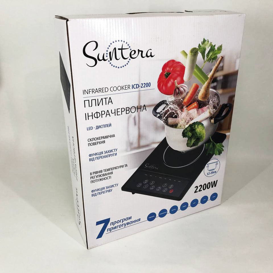 Плитка индукционная Suntera ICD-2200, 2200 Вт, инфракрасная мини плита, индукционная плита мини