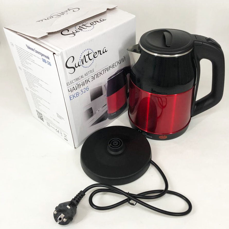 Электрочайник Suntera EKB-326R 1500 Вт/ Хороший электрический чайник / Чайник дисковый. Цвет: красный