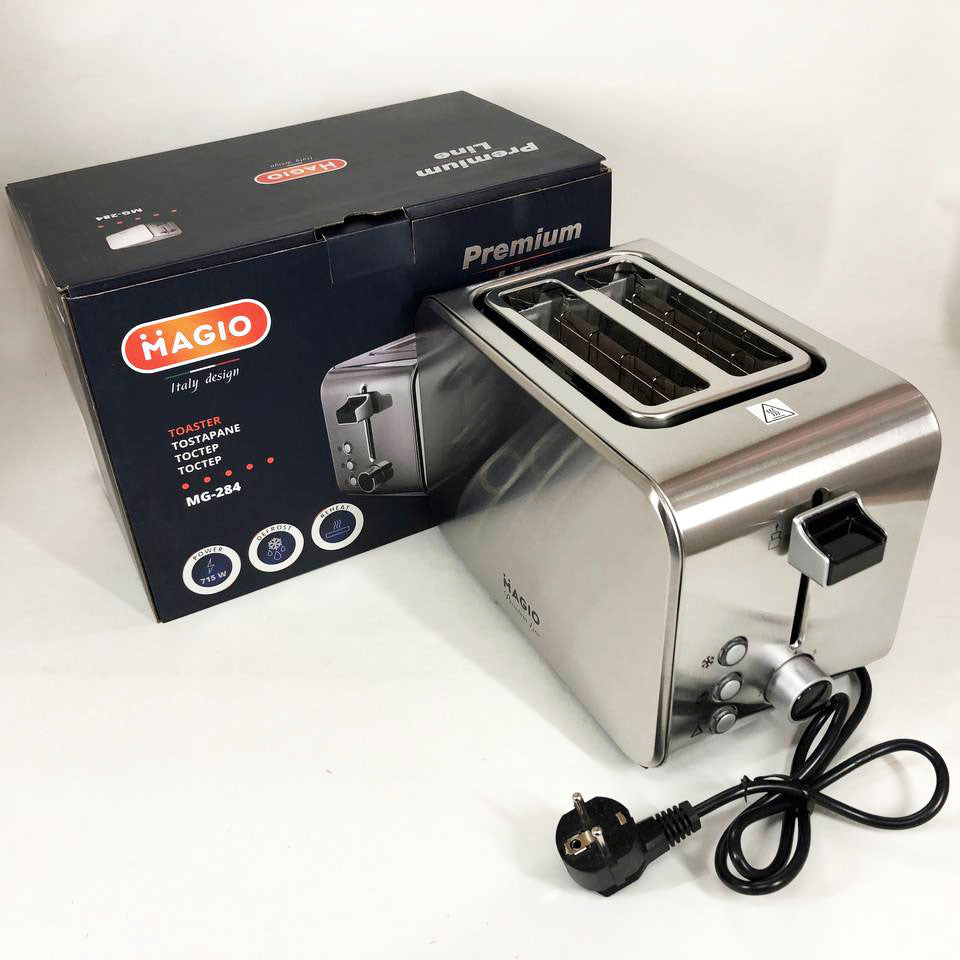 Тостер Magio MG-284 715 Вт, тостер для 2 гренок, электрический горизонтальный тостер, универсальный тостер
