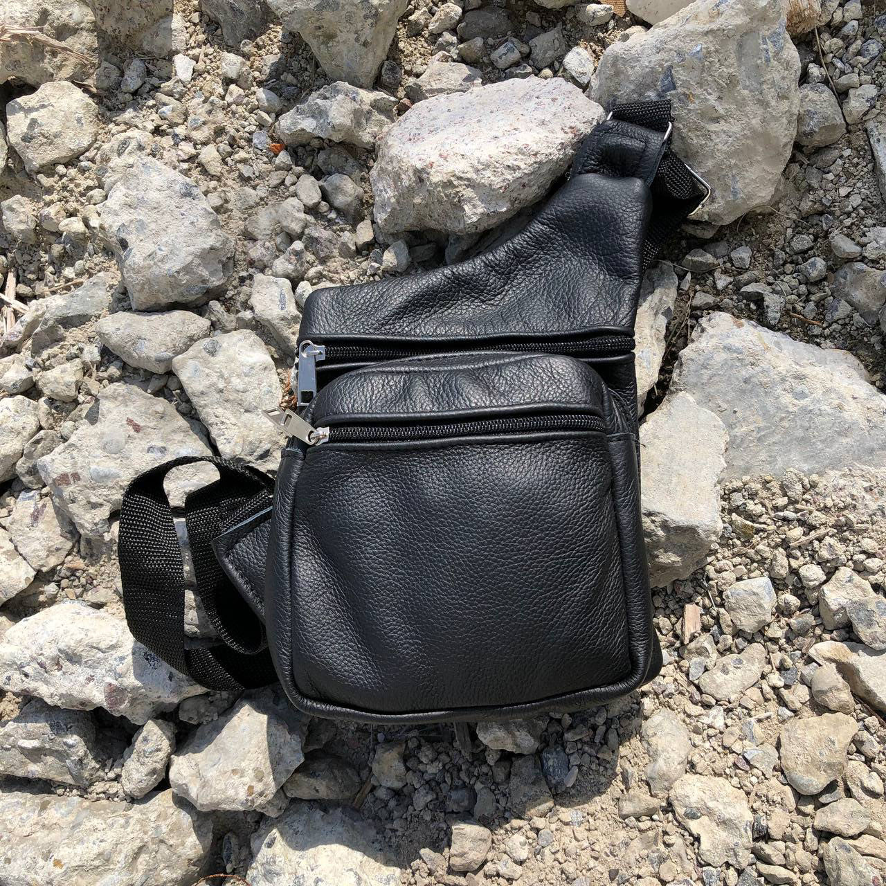 Мужская сумка из натуральной кожи, тактическая сумка - мессенджер черная, тактическая сумка на грудь