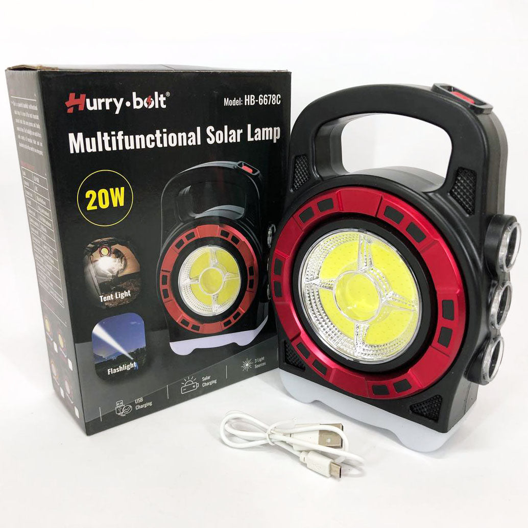 Переносной фонарь прожектор 6678С-3LED+5COB с солнечной панелью и функцией Power Bank, ручной прожектор