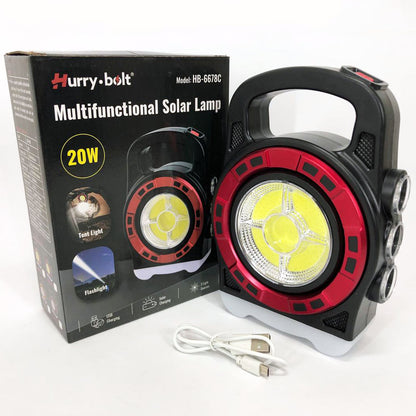 Переносной фонарь прожектор 6678С-3LED+5COB с солнечной панелью и функцией Power Bank, ручной прожектор