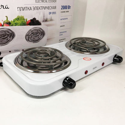 Електрична плита Suntera DP-1915 2000 Вт, потужна настільна електроплита, плита побутова. Колір: білий