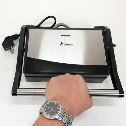 Гриль электрический Domotec MS-7708 контактный прижимной с антипригарным гранитным покрытием 1000 W