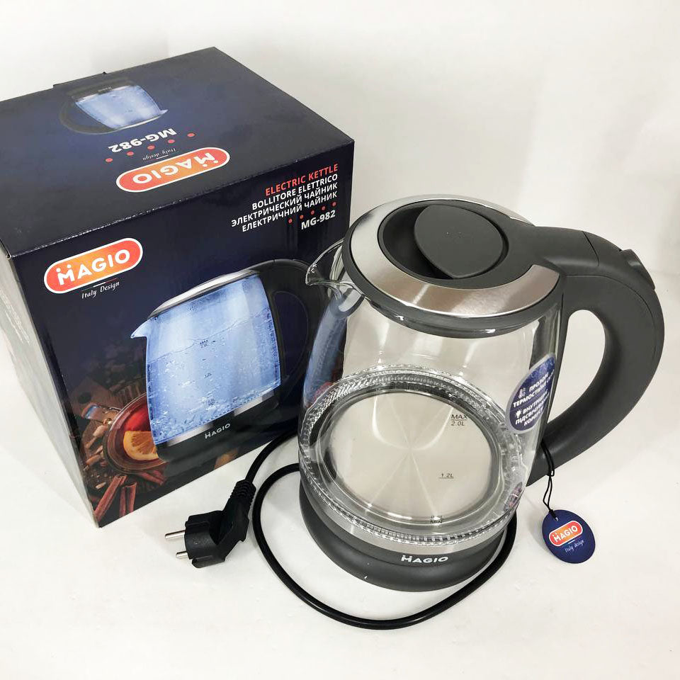 Электрочайник 2 л Magio MG-982 2200 Вт, электрочайники с подсветкой, Чайник дисковый, хороший электрический