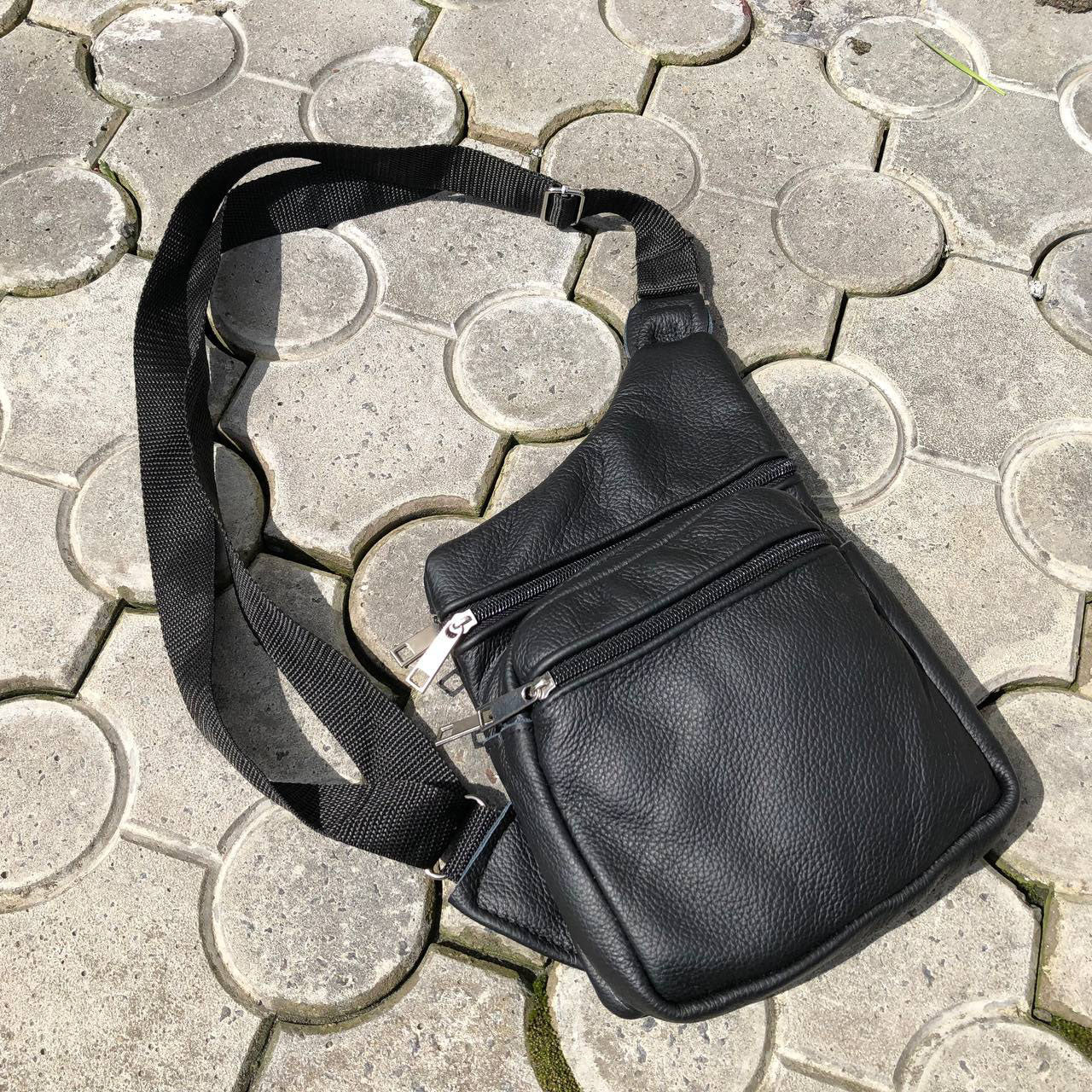 Мужская сумка из натуральной кожи, тактическая сумка - мессенджер черная, тактическая сумка на грудь