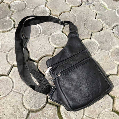 Мужская сумка из натуральной кожи, тактическая сумка - мессенджер черная, тактическая сумка на грудь
